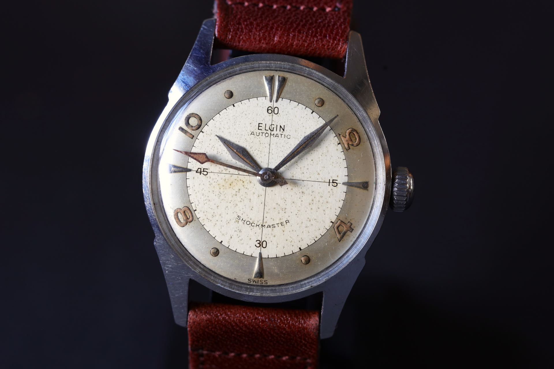 【値下げ】腕時計　エルジン　ELGIN　スモセコ　手巻き　修理保証書付き　美品 bellmart_fk1405ps-bl